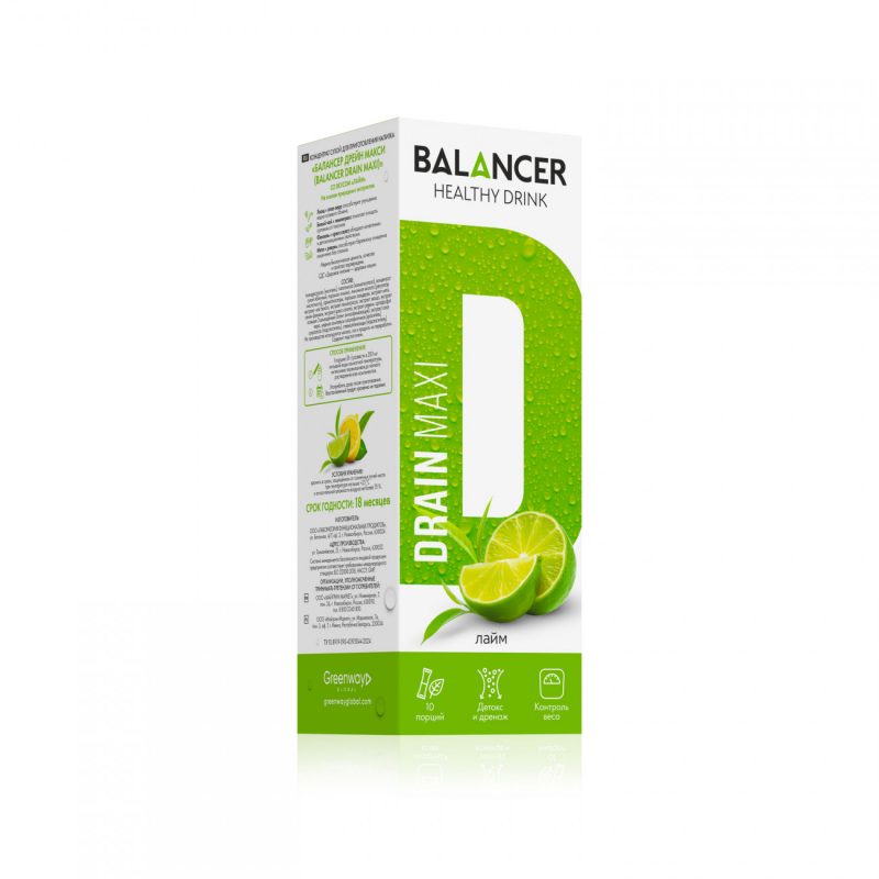 Дренирующий напиток BALANCER DRAIN MAXI со вкусом «Лайм», 10 стиков